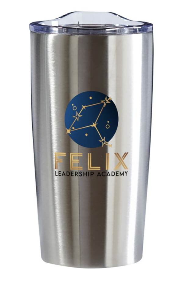 Felix Leadership Academy Logo Stainless Steel Double Wall Vacuum Tumbler - Silver